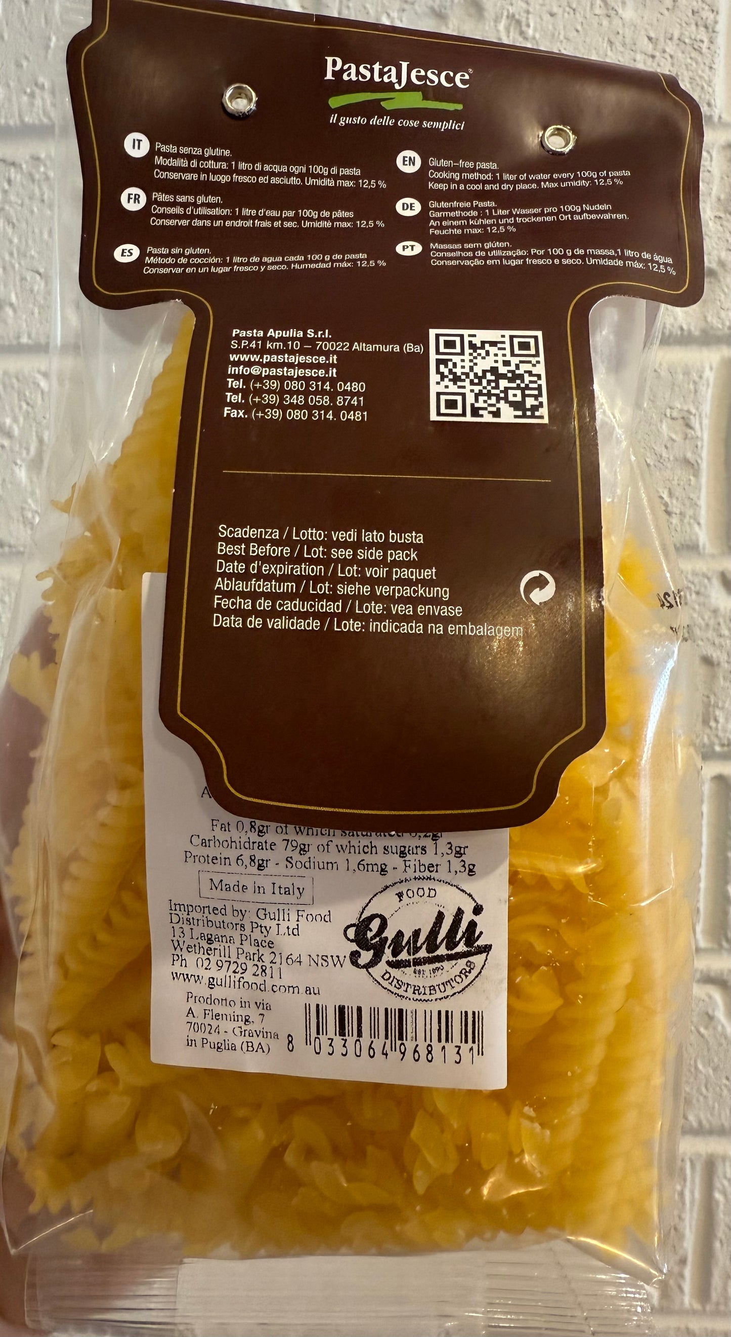 Pasta Jesce Gluten Free Fusilli 250g