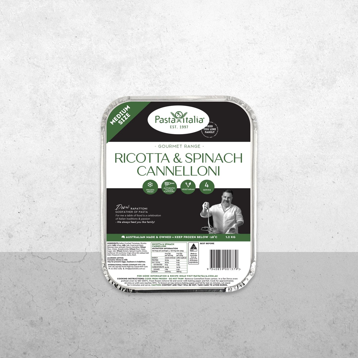Pasta Italia Gourmet Cannelloni Ricotta & Spinach - 1.2kg
